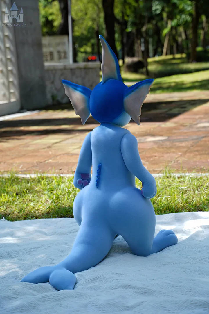 100cm (3ft3) Seamless Neck Furry Silicone Sex Doll, Blue Skin